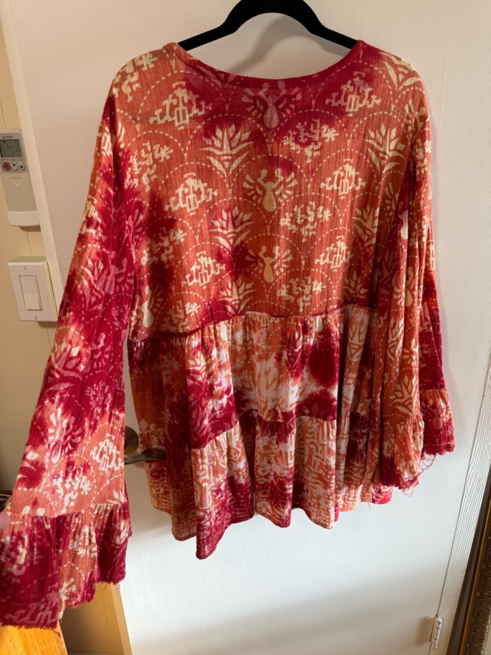 One Teaspoon Red & Cream Boho Tiered Tunic